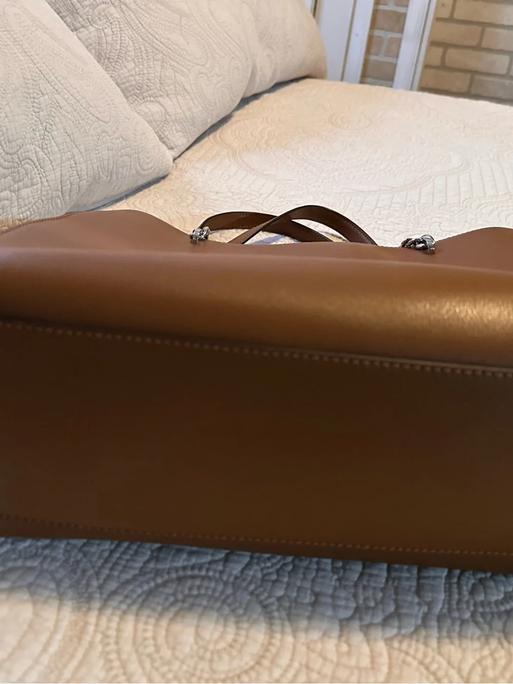 Michael Kors Tan Leather Shoulder Tote with Stud Accents